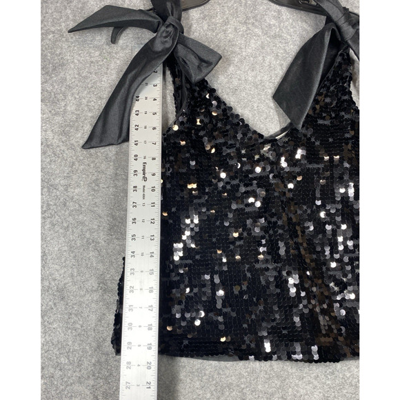 Maeve Bouse Womens Small Black Sleeveless Sequin Bow Tie Straps Hoilday - Picture 5 of 11